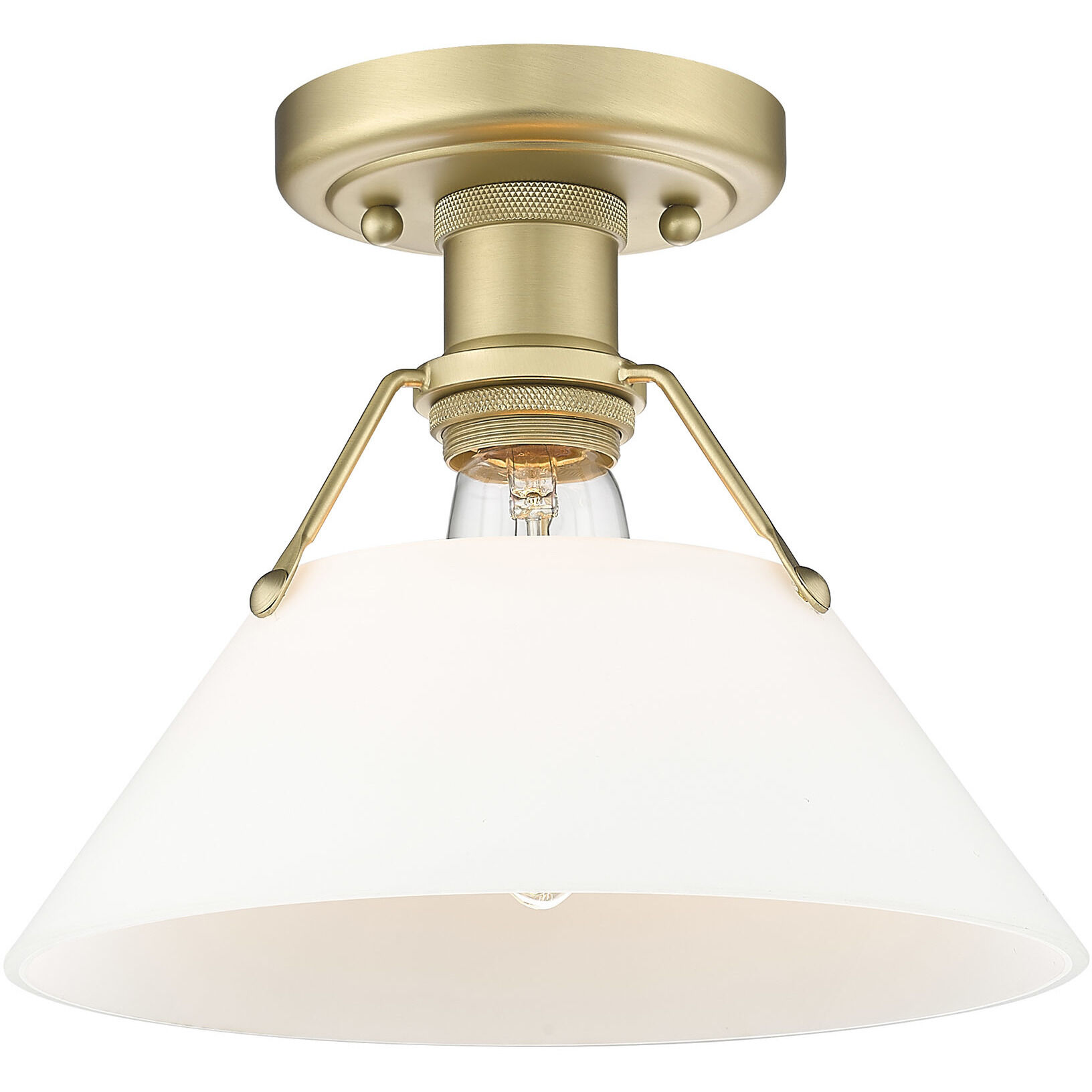 Yep Orwell 1 Light 10 inch Brushed Champagne Brass Flush Mount Ceiling Light in Opal Glass