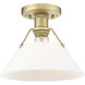 Yep Orwell 1 Light 10 inch Brushed Champagne Brass Flush Mount Ceiling Light in Opal Glass