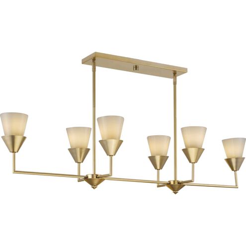 Pinellas 6 Light 50 inch Soft Gold Linear Chandelier Ceiling Light, Design Series