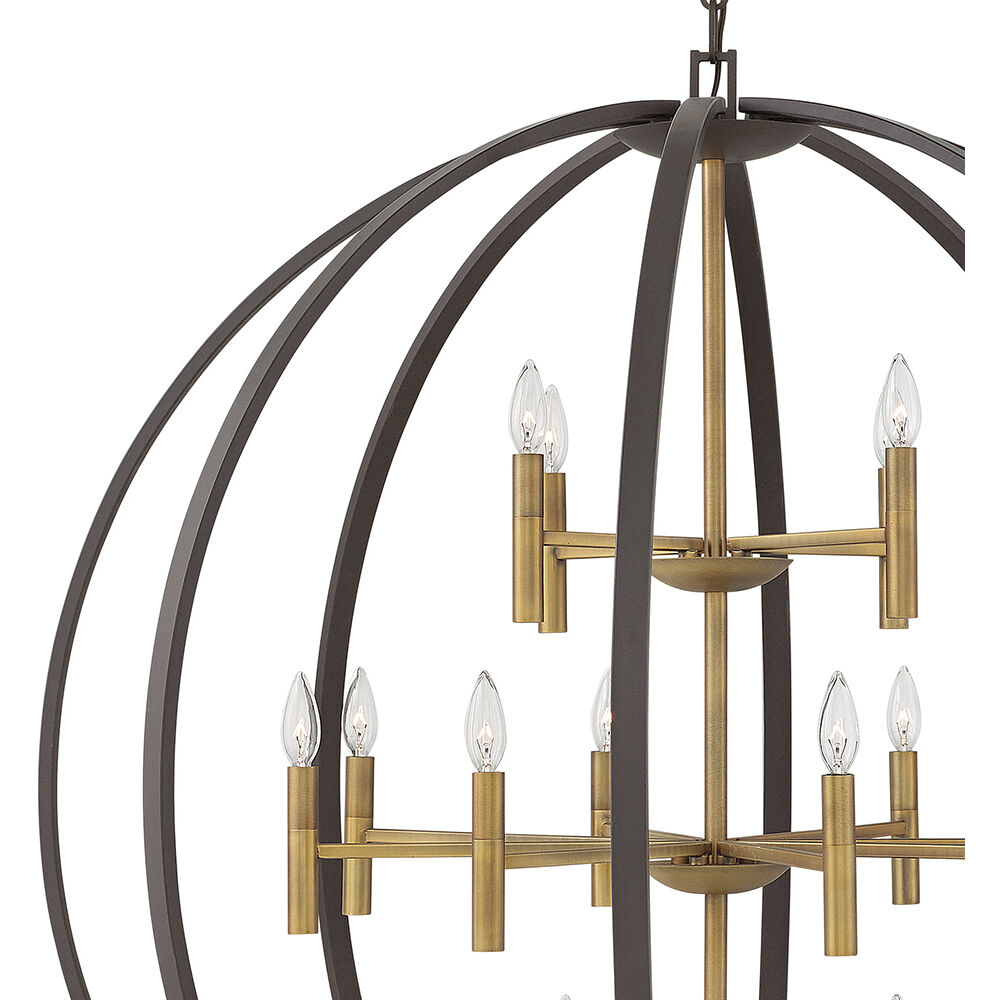 Euclid 16 Light 44 inch Spanish Bronze with Heirloom Brass Indoor Chandelier Ceiling Light