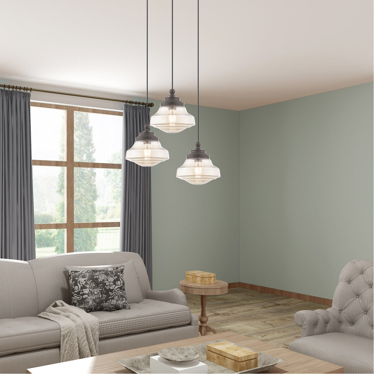 Art Glass 1 Light 9 inch English Bronze Mini Pendant Ceiling Light