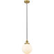 Edison Beacon LED 8 inch Brushed Brass Mini Pendant Ceiling Light