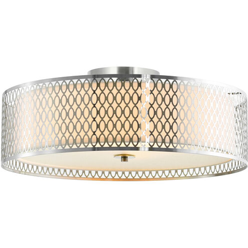 Mikayla 5 Light 22 inch Satin Nickel Drum Shade Flush Mount Ceiling Light