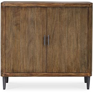 Pinstripe Light Walnut and Matte Black 2 Door Cabinet