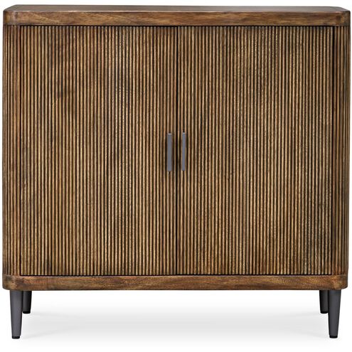 Pinstripe Light Walnut and Matte Black 2 Door Cabinet