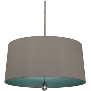 Robert Abbey Williamsburg Custis 3 Light 15 inch Polished Nickel Pendant Ceiling Light in Carter Gray With Mayo Teal WB331 - Open Box