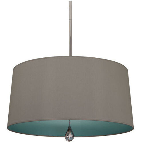 Williamsburg Custis 3 Light 15 inch Polished Nickel Pendant Ceiling Light in Carter Gray With Mayo Teal