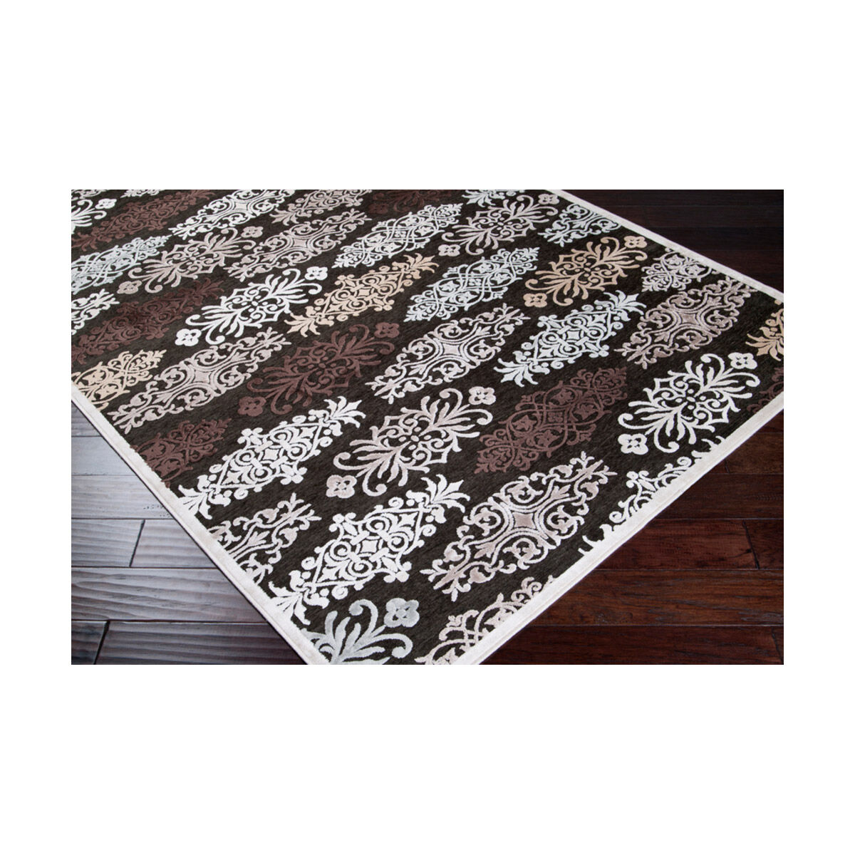 Basilica 90 X 62 inch Brown and Neutral Area Rug, Viscose and Chenille