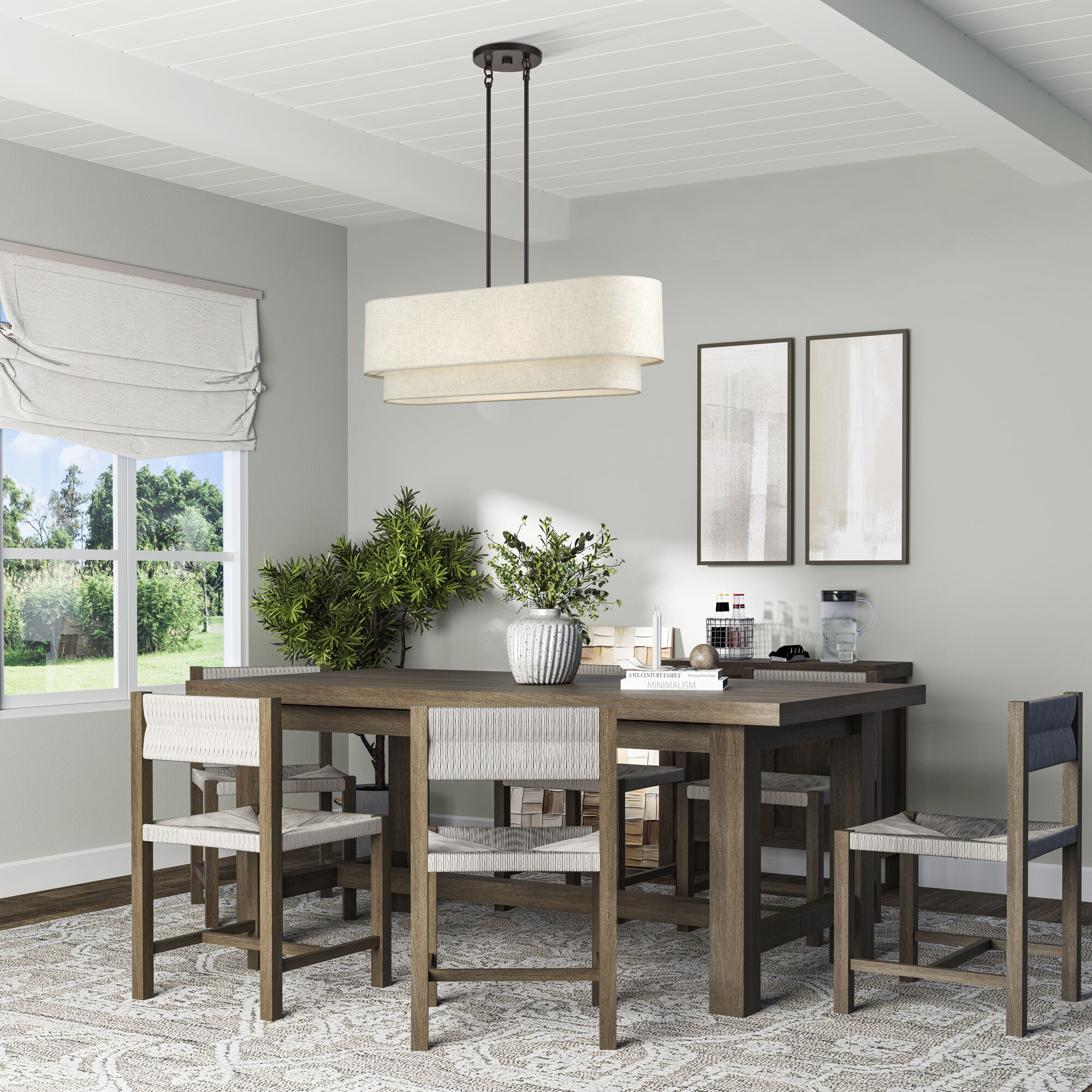 Manorwood 4 Light 36 inch English Bronze Linear Chandelier Ceiling Light, Large