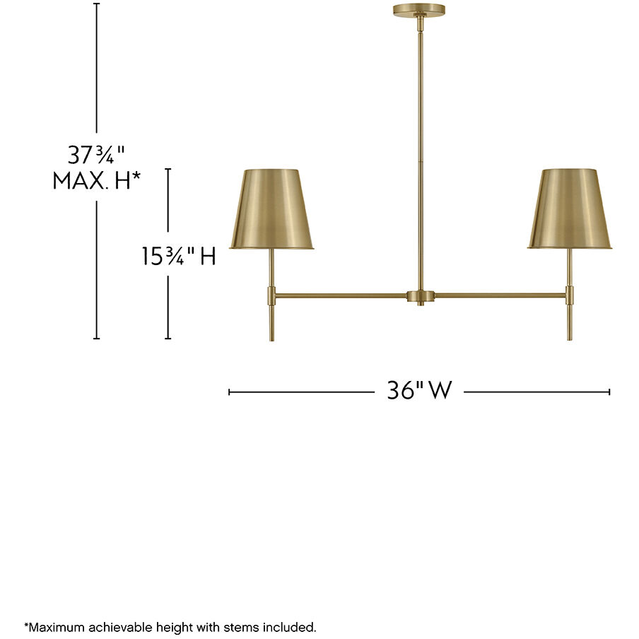 Blake 2 Light 36 inch Lacquered Brass Chandelier Ceiling Light