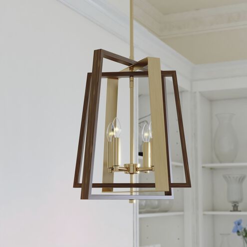 Dunning 4 Light 20 inch Natural Brass and Burnished Chestnut Pendant Ceiling Light