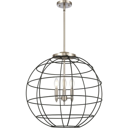 Lake Placid 3 Light 22 inch Satin Nickel and Matte Black Pendant Ceiling Light