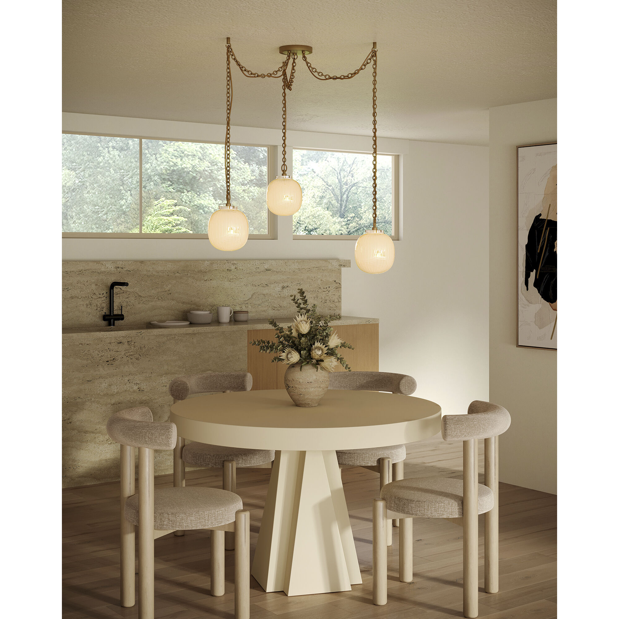 Alora Mood Cherise Multi Pendant Ceiling Light in Brushed Gold