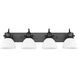 Hines 4 Light 34.5 inch Matte Black Bath Vanity Light Wall Light in Opal Glass