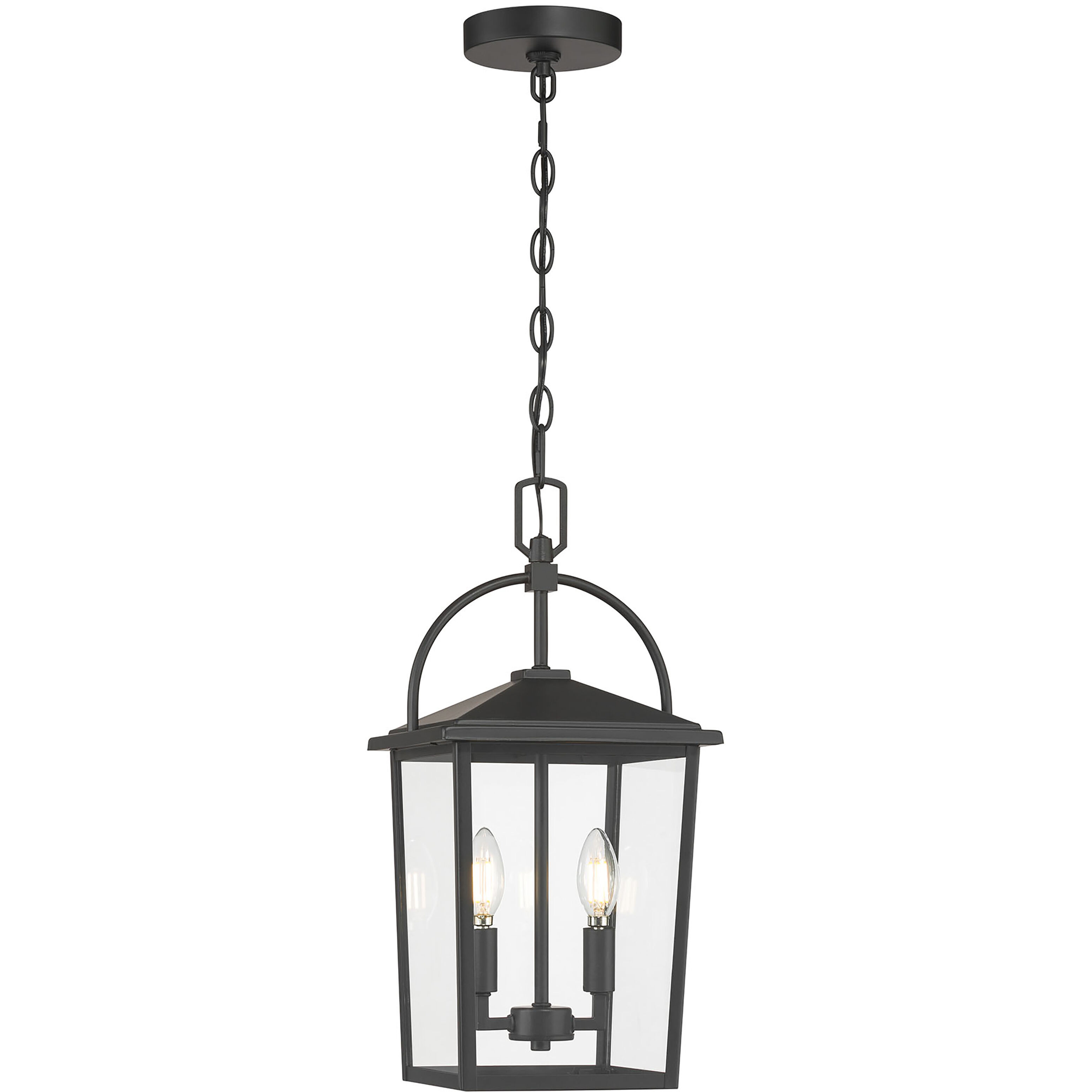 Strathden 2 Light 9 inch Powder Coated Black Outdoor Hanging Lantern