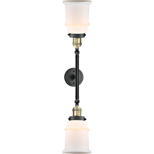 Franklin Restoration Canton 2 Light 17 inch Black Antique Brass Bath Vanity Light Wall Light in Matte White Glass, Franklin Restoration