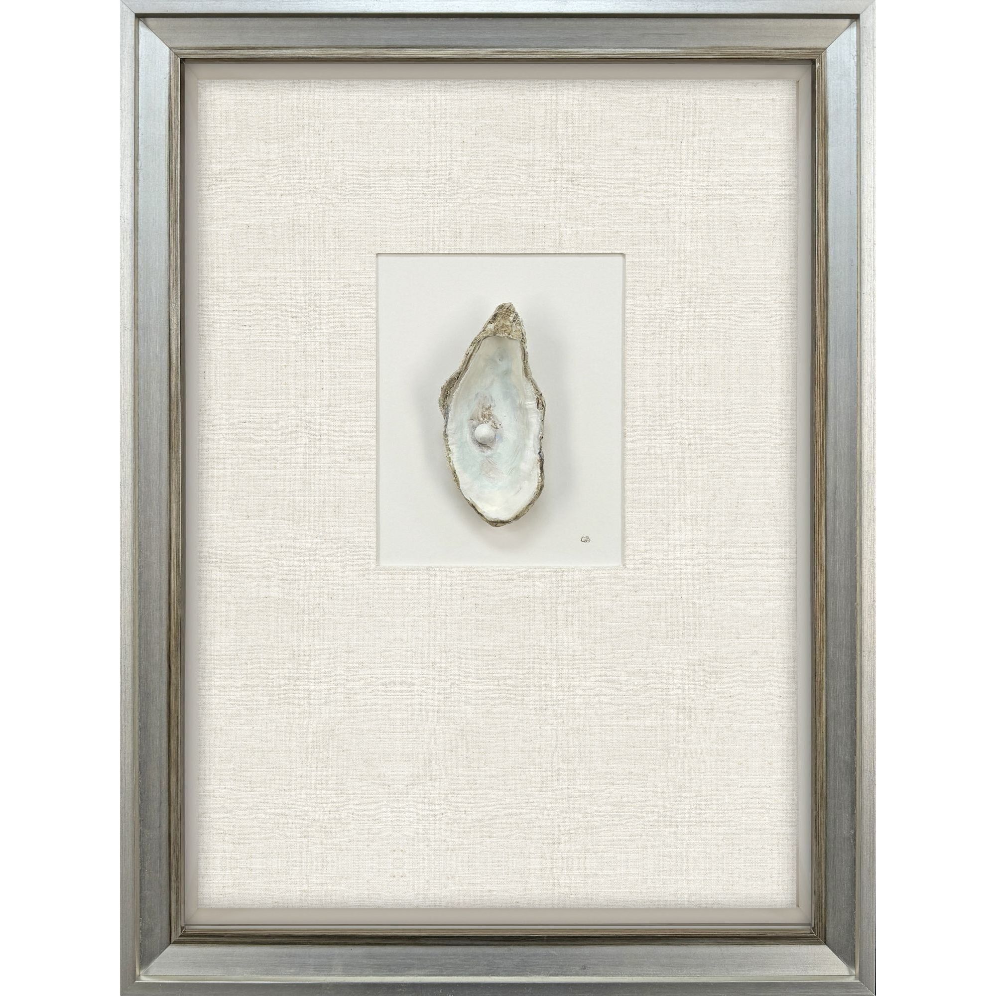 Oyster in Paradise Beige and Blue and Neutral and Turquoise Framed Art