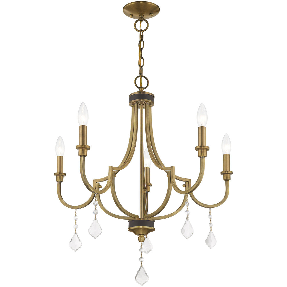 Glendale 5 Light 25 inch Antique Brass Chandelier Ceiling Light