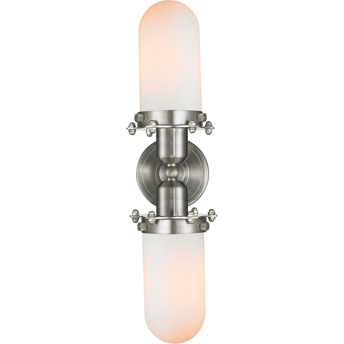 Austere Centri 2 Light 22 inch Brushed Satin Nickel Bath Vanity Light Wall Light in Incandescent, Matte White Glass, Austere