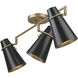 Reeva 3 Light 29.13 inch Modern Brass Semi-Flush Mount Ceiling Light in Matte Black