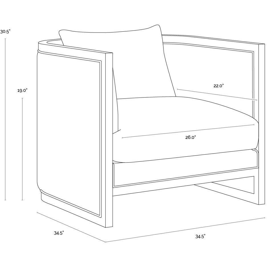 Chloe Distressed Brown / Linoso Light Grey Lounge Chair
