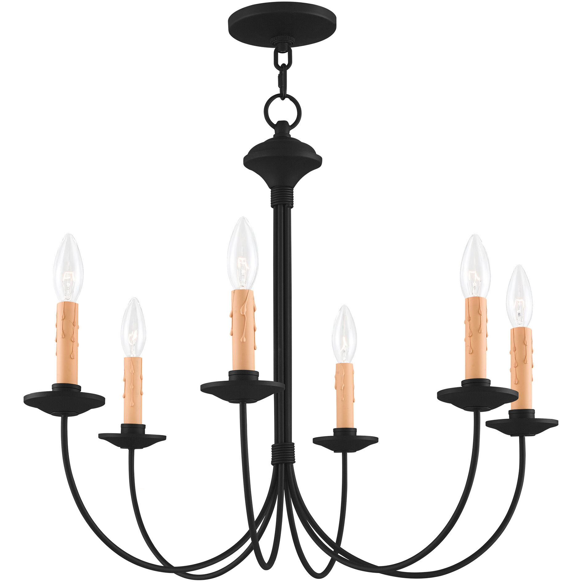 Heritage 6 Light 26 inch Black Chandelier Ceiling Light