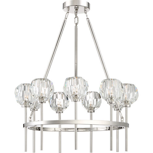 Parisian 9 Light 26 inch Polished Nickel with Crystal Chandelier Ceiling Light