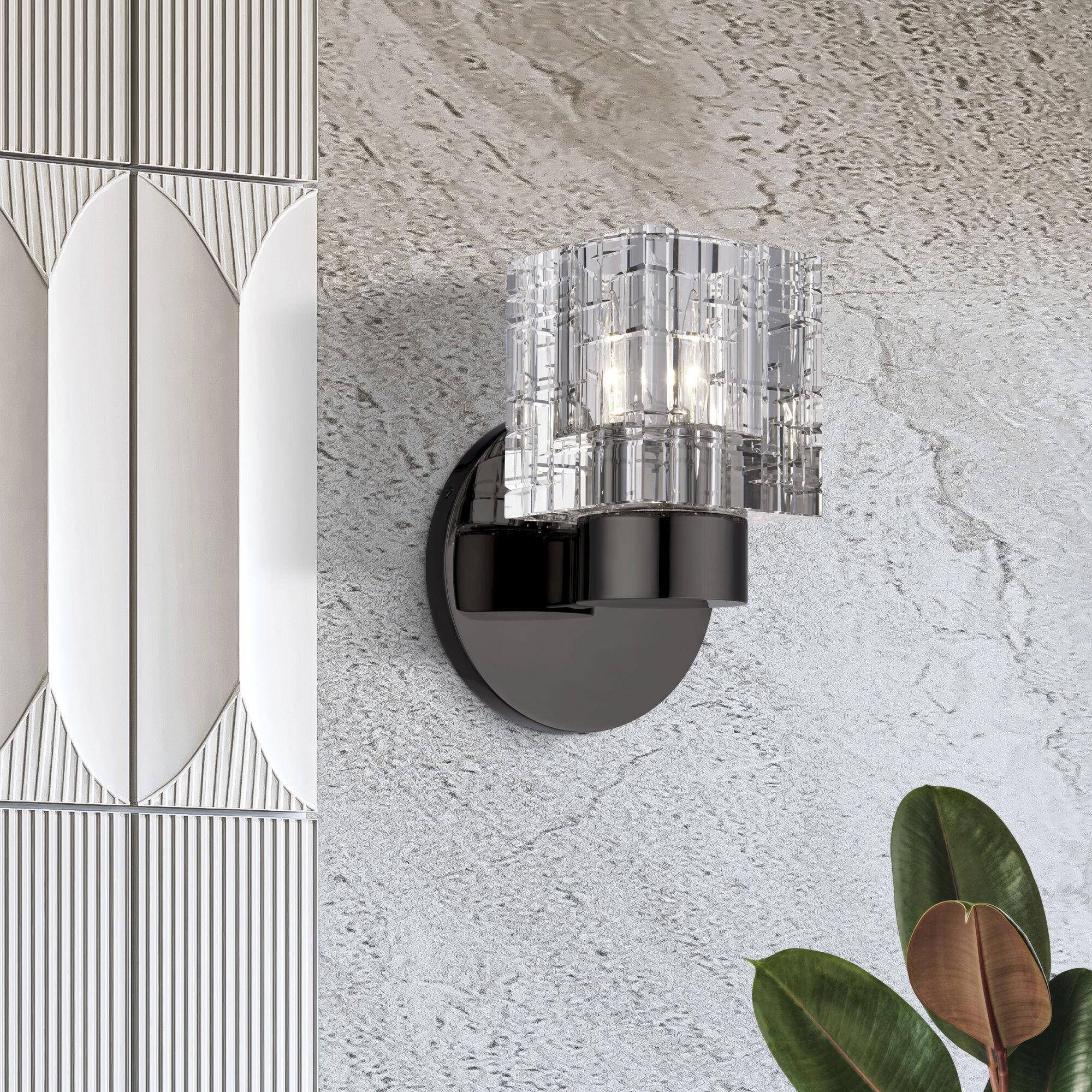 Rotterdam 1 Light 7 inch Black Chrome Crystal Single Sconce Wall Light