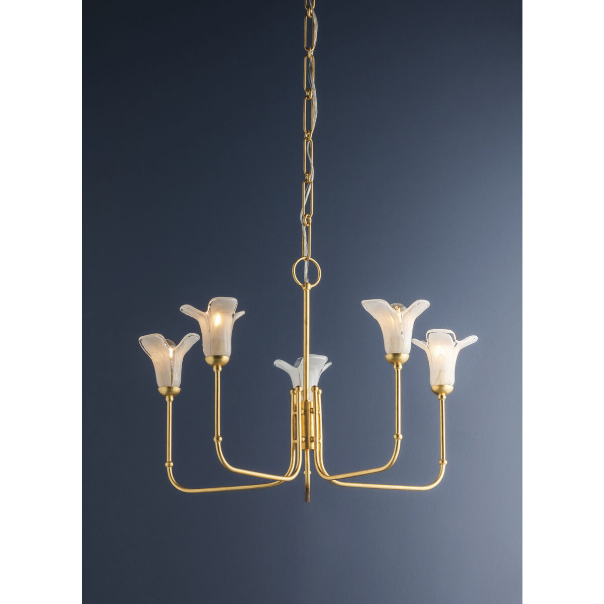 Montclair 5 Light 30 inch Vintage Gold Leaf Chandelier Ceiling Light