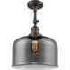 Franklin Restoration X-Large Bell LED 12 inch Oil Rubbed Bronze Semi-Flush Mount Ceiling Light in Plated Smoke Glass, Franklin Restoration