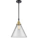 Franklin Restoration X-Large Cone 1 Light 12 inch Black Antique Brass Mini Pendant Ceiling Light in Clear Glass
