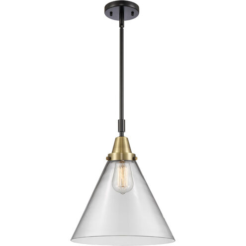 Franklin Restoration X-Large Cone 1 Light 12 inch Black Antique Brass Mini Pendant Ceiling Light in Clear Glass
