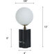 Amabel 13 inch 15 watt Black Marble Table Lamp Portable Light