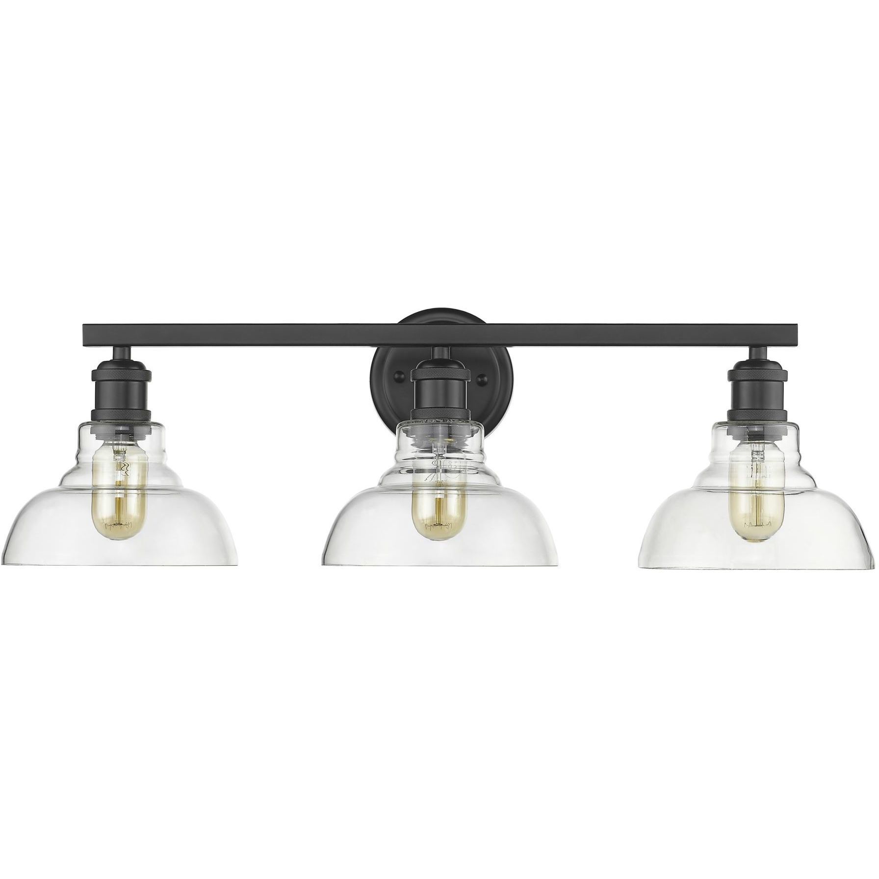 Yep Carver Vanity Wall Light in Matte Black, Clear Glass