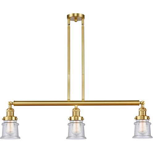 Franklin Restoration Small Canton 3 Light 39 inch Satin Gold Island Light Ceiling Light in Seedy Glass, Franklin Restoration