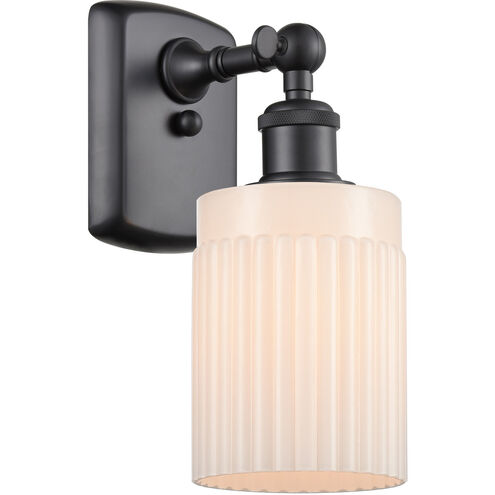 Ballston Hadley 1 Light 5 inch Matte Black Sconce Wall Light in Matte White Glass, Ballston