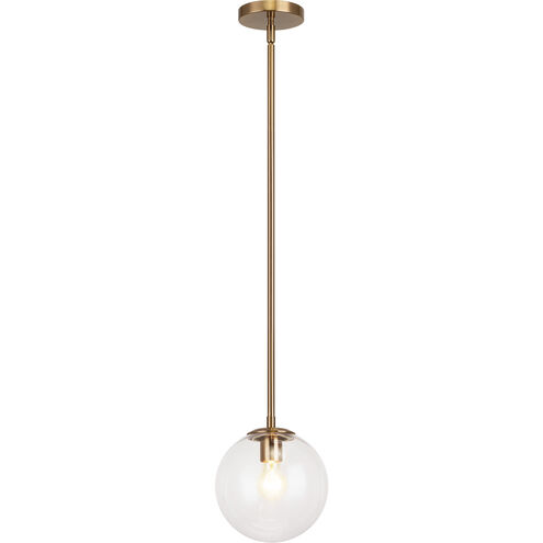 Novo 1 Light 7.88 inch Aged Gold Brass Chandelier Ceiling Light in Clear