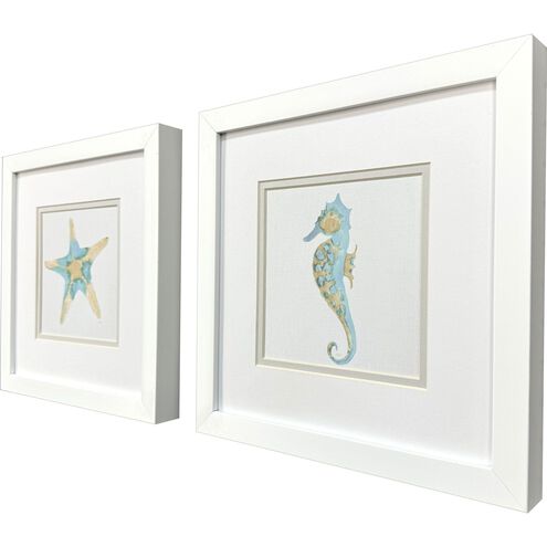 Sea Creatures Blue and Green and Orange and Turquoise Framed Art