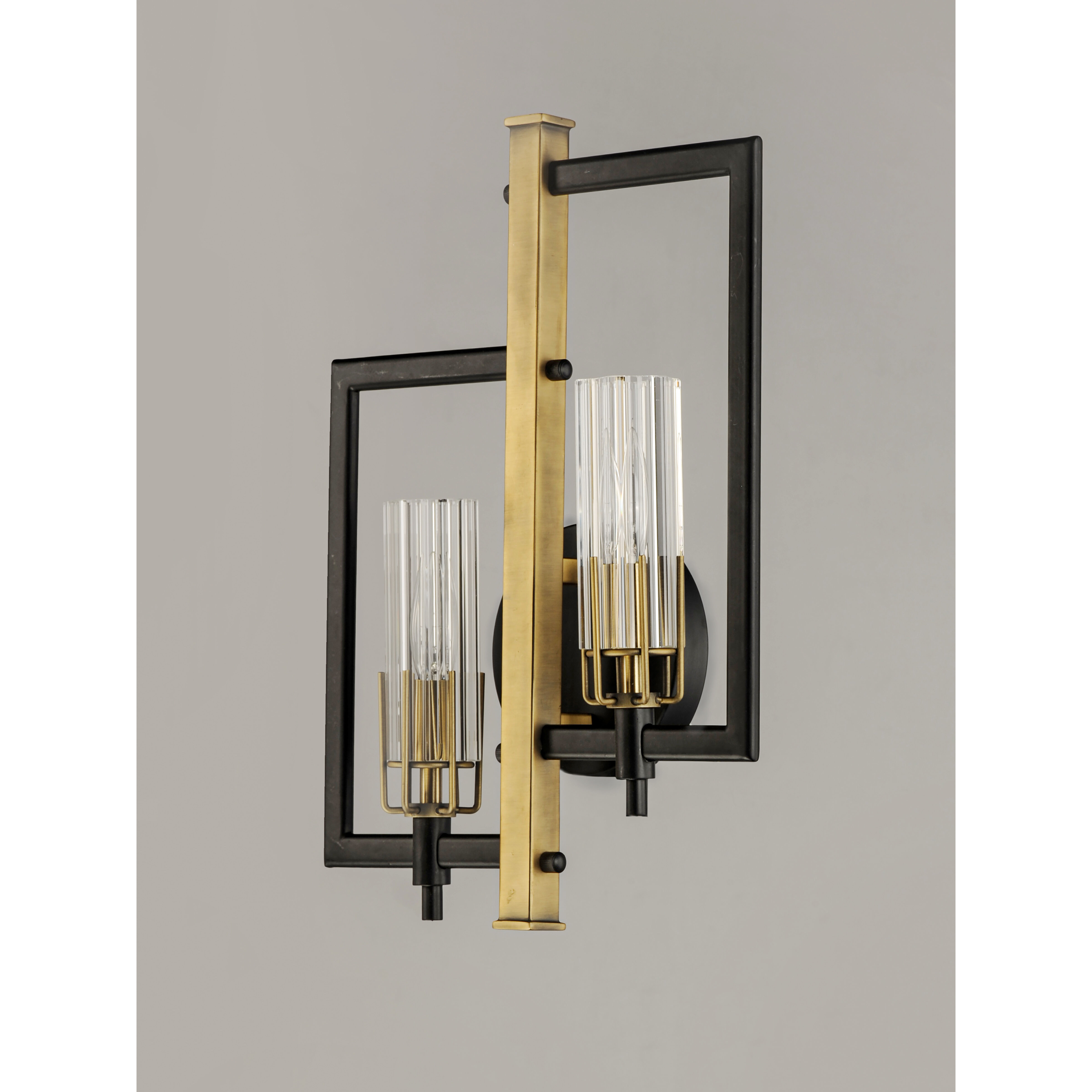 Flambeau 2 Light 13 inch Black/Antique Brass ADA Wall Sconce Wall Light