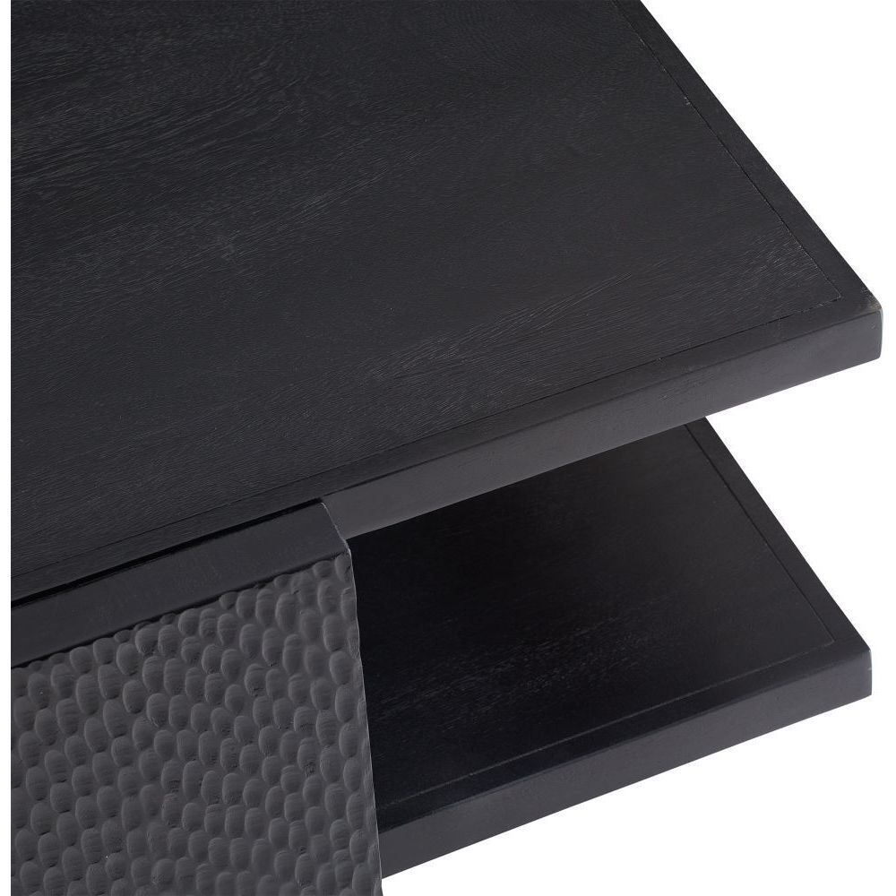 Aiden 55 X 16.5 inch Handcarved Soft Black Waxed Cocktail Table