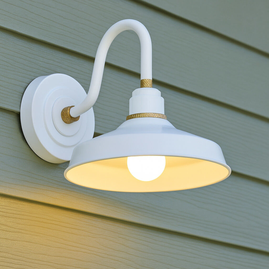 Foundry Classic Outdoor Barn Light in Gloss White, Gooseneck