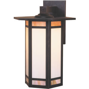 Etoile 1 Light 11 inch Rustic Brown Outdoor Wall Mount in Gold White Iridescent and White Opalescent