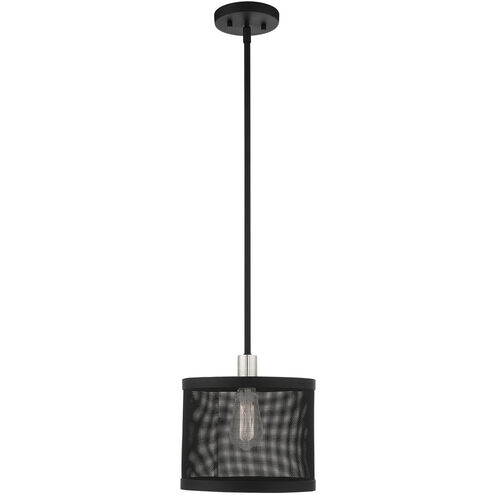 Industro 1 Light 10 inch Black with Brushed Nickel Accents Pendant Ceiling Light