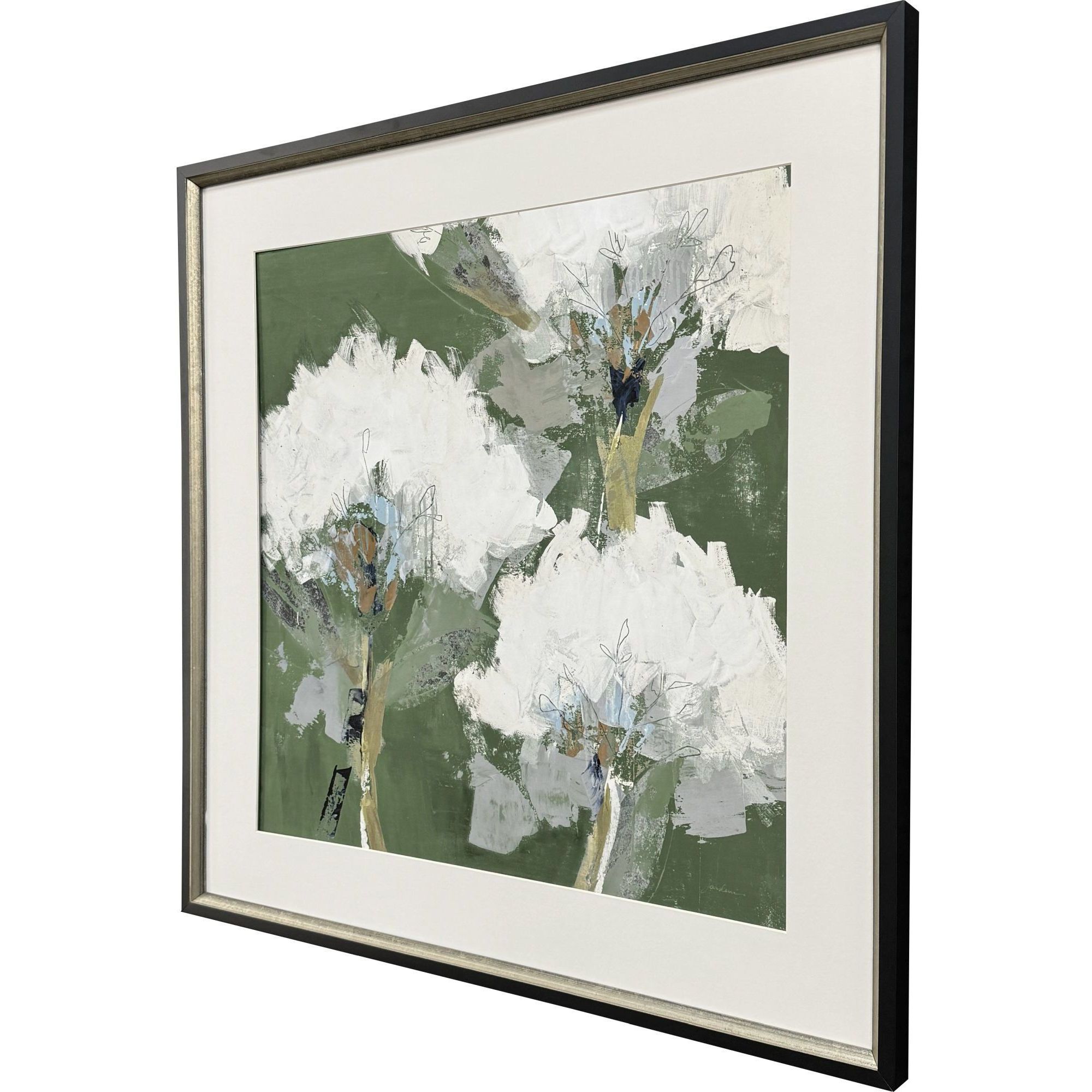 Starlight White and Green and Blue and Black Framed Art