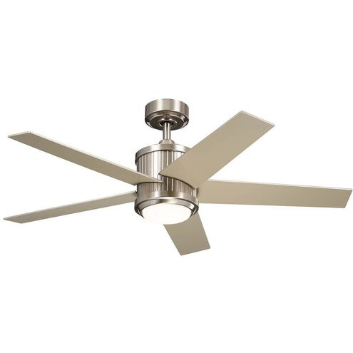 Brahm 48 inch Brushed Stainless Steel with Silver/Walnut Blades Ceiling Fan