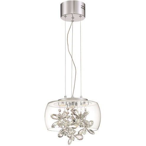 Destiny LED 11 inch Chrome with Glass Shade with Crystals Mini Pendant Ceiling Light