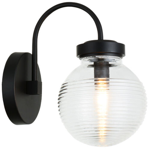 Ridge Wall Sconce Wall Light in Matte Black and Clear