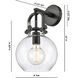 Downtown Urban Newton Sphere Armed Sconce Wall Light in Satin Nickel, Plated Smoke