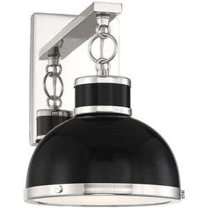 Corning 1 Light 8 inch Black with Polished Nickel Accents Wall Sconce Wall Light