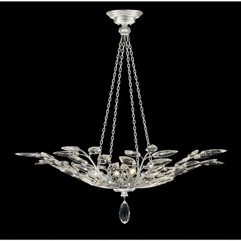 Crystal Laurel 4 Light 35 inch Silver Pendant Ceiling Light in Silver Leaf